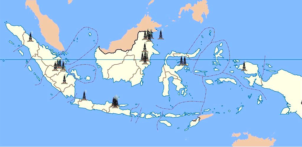 Map of Navita Origo drilling operations across the Indonesian archipelago, with rig markers in Sumatra, Java, Kalimantan, Sulawesi, Natuna and eastern Indonesia